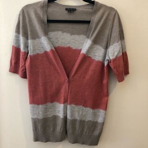 Theory Cardigan - short elbow sleeve red and gray
